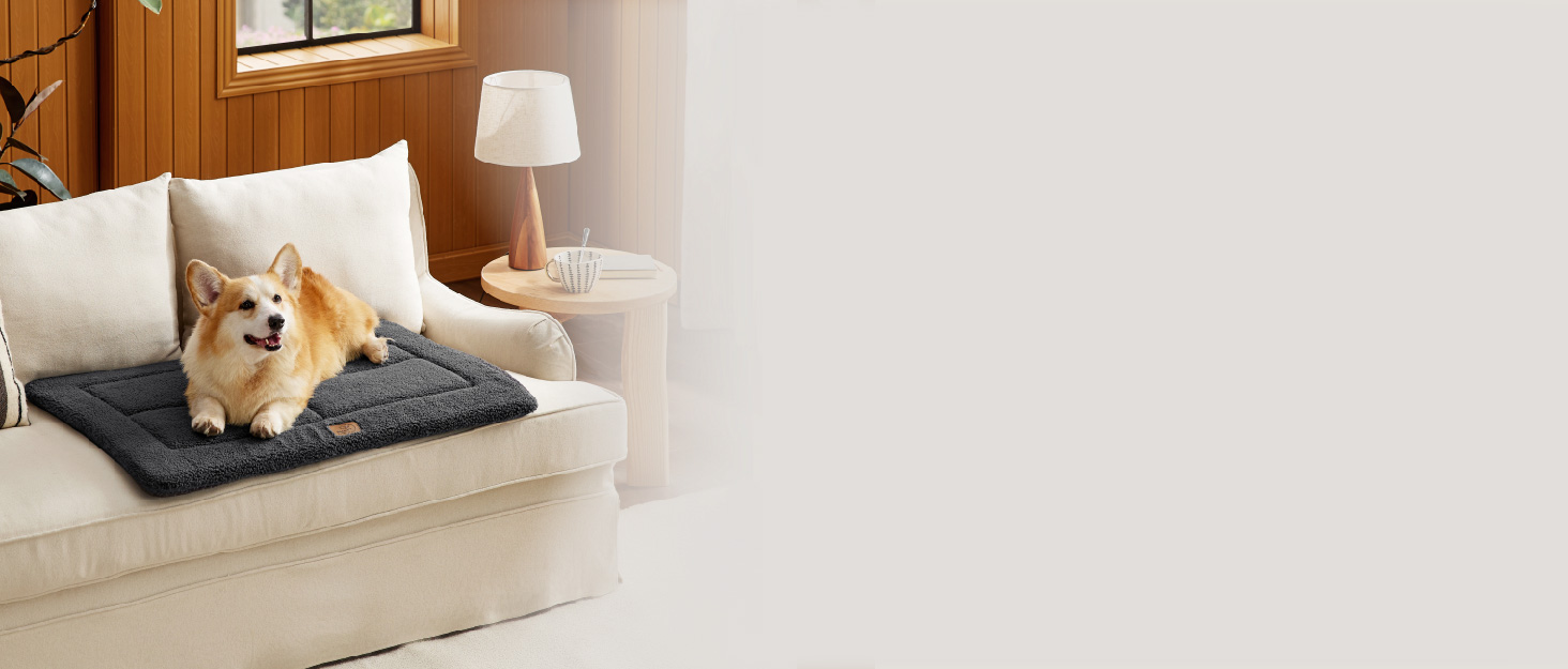 Лежак для великих собак BEDSURE 104x71 см, знімний чохол, миючийся, темно-сірий, ортопедичний із щільною пінною Sherpa-плюш