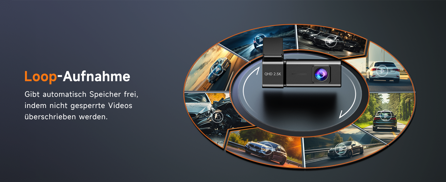 Автомобільний відеореєстратор E-YEEGER 2.5K 1440P з WiFi, IPS екраном 1.47