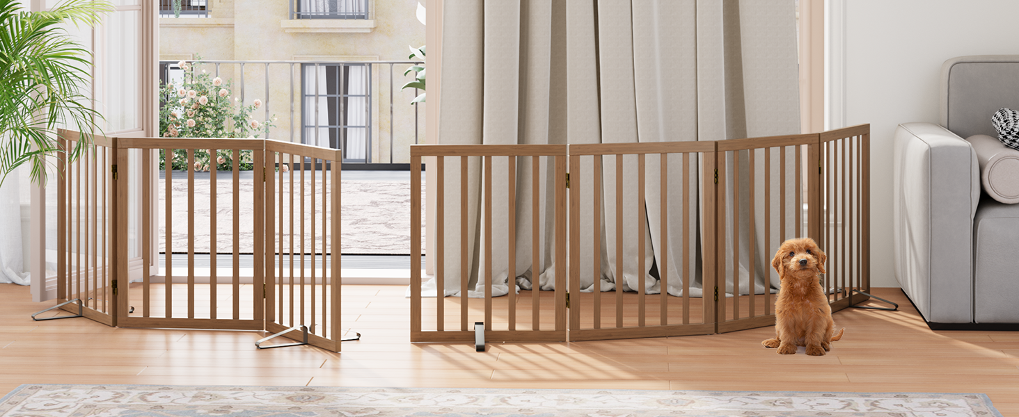 Бамбукове переносне захисне ґратка для собак Semiocthome, 3 секції, 61 см, для дому, біле