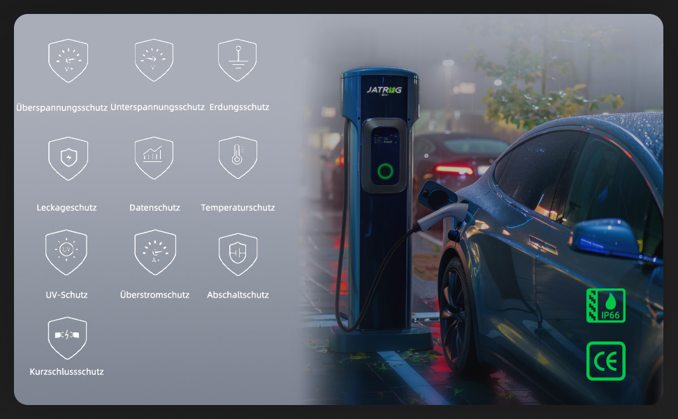 Зарядна станція для електромобіля 7kW 32A однофазна WiFi-APP Typ 2 IEC 62196-2 - Швидка зарядка EV Wallbox 230V, кабель 8м