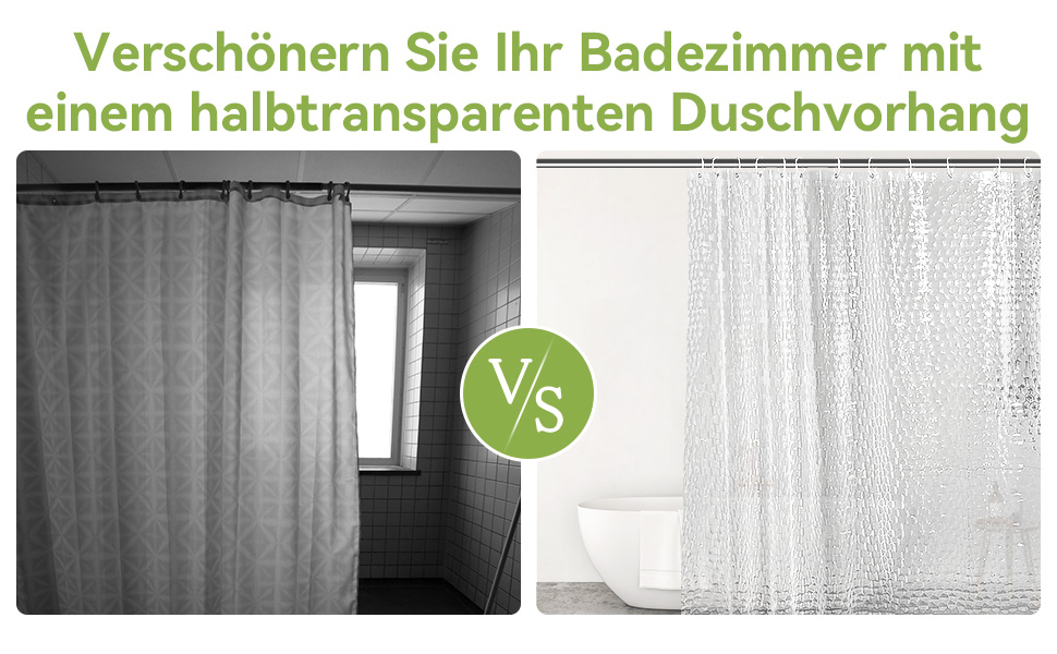 Штора для ванної OTraki напівпрозора 180x200 см, антигрибкова, миється, з EVA, водонепроникна 3D штора для душу з 12 кільцями, без ПВХ