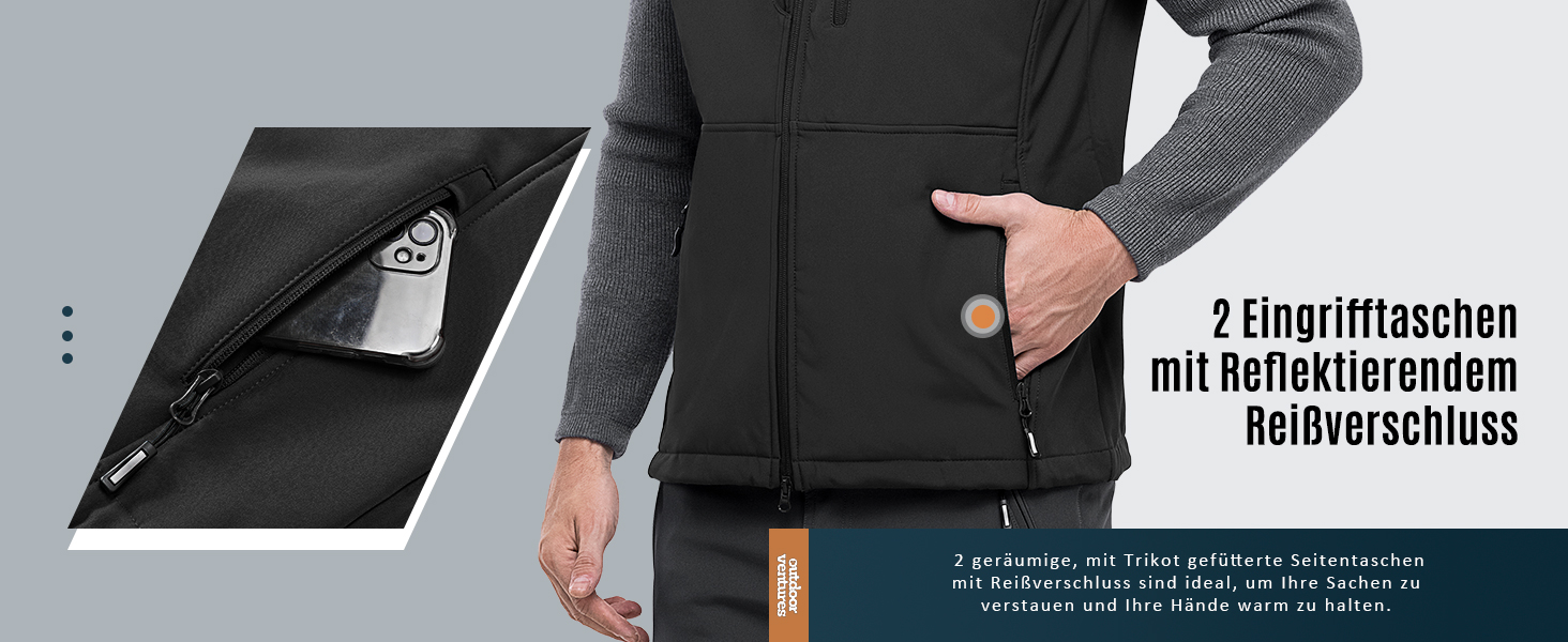 Чоловіча софтшеллова жилетка Outdoor Ventures, чорна, водонепроникна, вітронепроникна, спортивна, з декількома кишенями