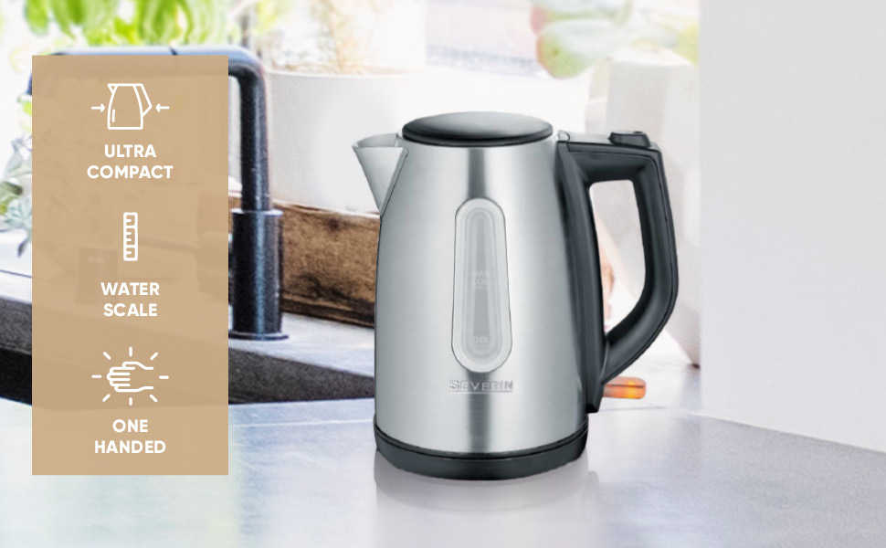 Електричний чайник Severin WK 9265: 1.7 л, бездротовий, з нержавіючої сталі, чорний