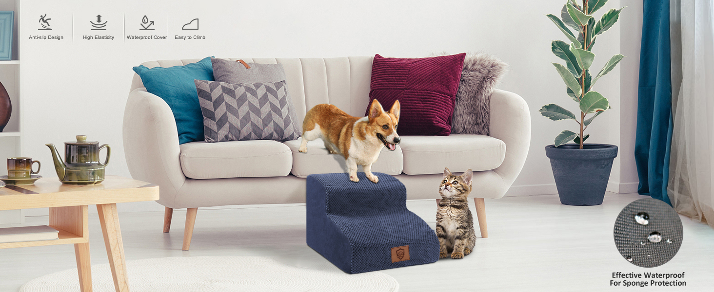 Сходинки для собак Zvonema: 2 сходинки, водонепроникні, протиковзкі, для маленьких собак, для софи та ліжка, миються, портативні