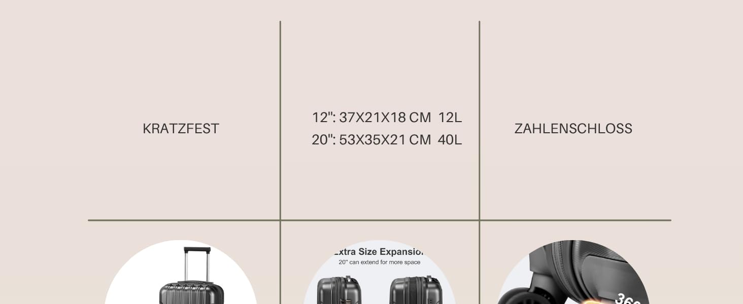 Набір валіз LALAHO 3 шт. з жорстким корпусом, великий дорожній набір валіз на колесах, ABS+PC, ручна поклажа, набір валіз з жорстким корпусом, м'ятно-зелений (чорний-2, набір валіз 2 шт.)