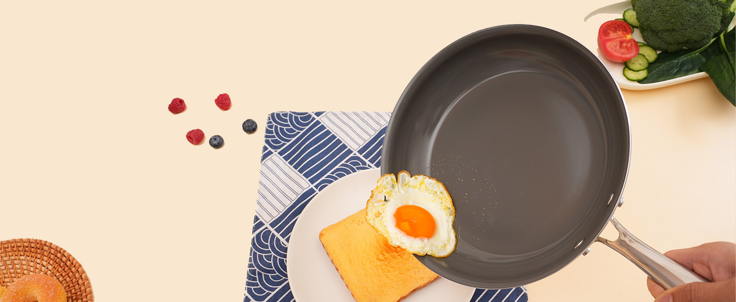 Сковорода Cookersway з керамічним покриттям, 28 см, антипригарна, для кухні, без PFOA, PTFE, PFA, темно-сіра