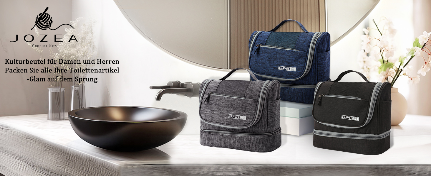 Чоловіча та жіноча косметичка JOZEA, водонепроникна дорожня сумка-органайзер, чорна