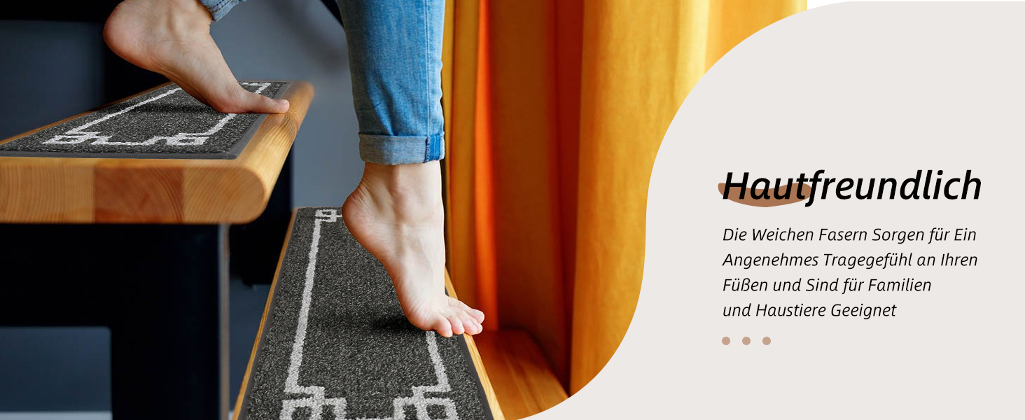 Килимочки на сходи BEQHAUSE, 4 шт., самоклеючі, для дітей, літніх людей та домашніх тварин, 100% поліестер, TPE-підкладка, 22x70 см, темно-сірий