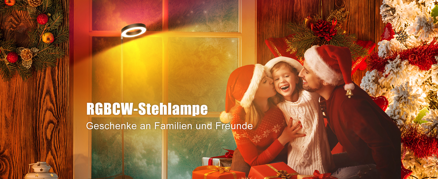 LED торшер, 42W, 16 мільйонів кольорів RGBCW, WiFi, Smart, двосторонній, для вітальні, сумісний з Alexa/Google Home, синхронізація з музикою, регульована яскравість, торшер для читання в спальню, RGB-42W