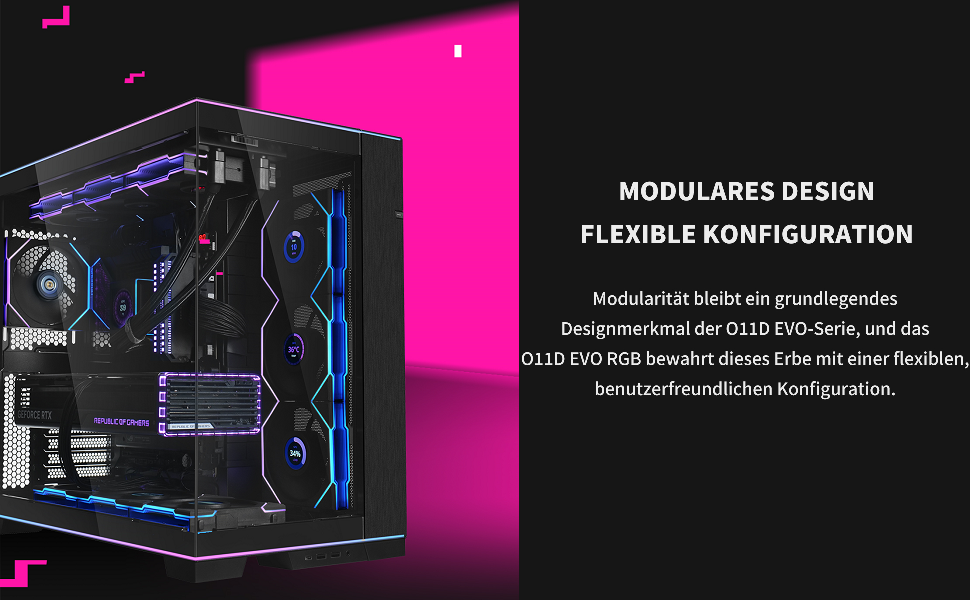 Корпус ПК Lian Li O11D EVO RGB чорний: сталь, алюміній, загартоване скло, підтримка GPU 455 мм, радіатори 420 мм, RGB-підсвітка