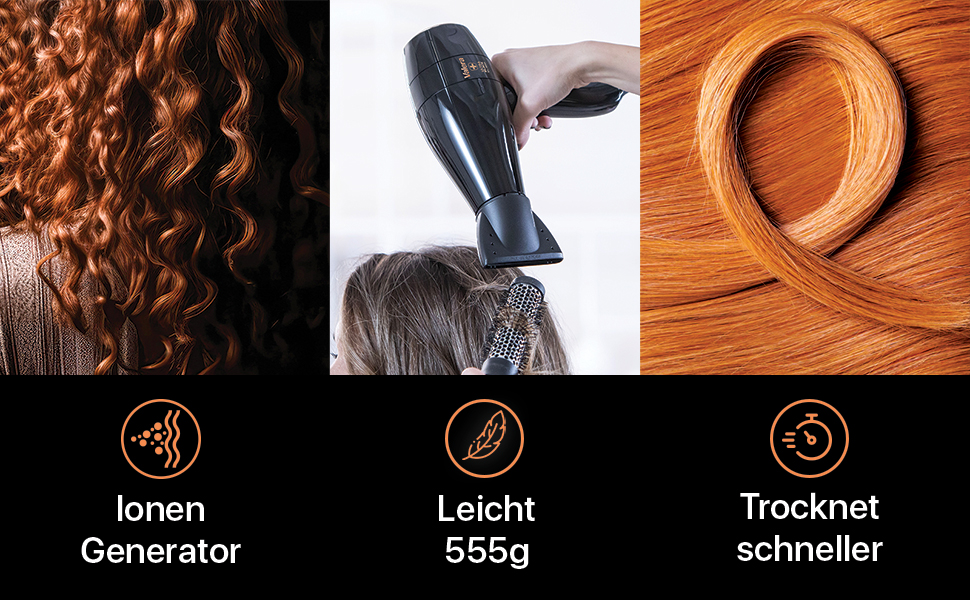 Професійний фен Valera Swiss Silent Jet 8500 Ultrablack: 2000W, 6 температур, іонізація, супер-зручний кабель