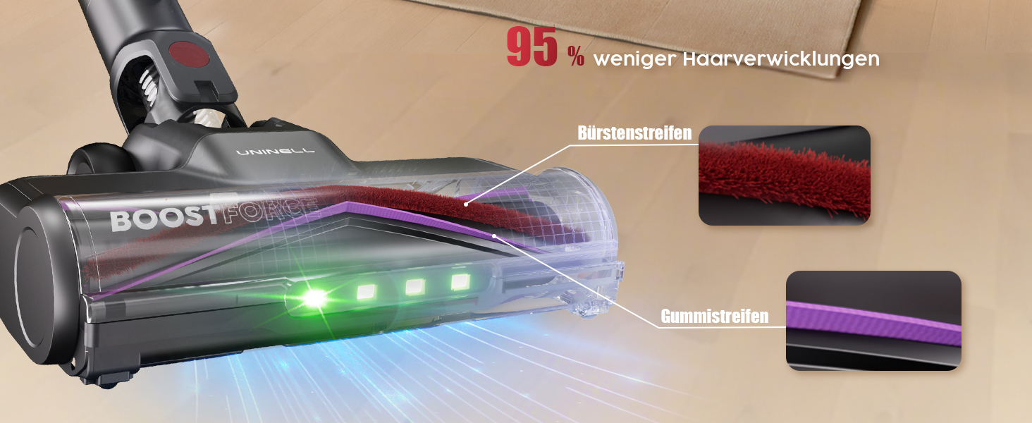 Бездротовий акумуляторний пилосос UNINELL HOME 50000Pa/580W, 70 хвилин роботи, LED-дисплей, антизаплутувана щітка, для твердих поверхонь, килимів, шерсті тварин