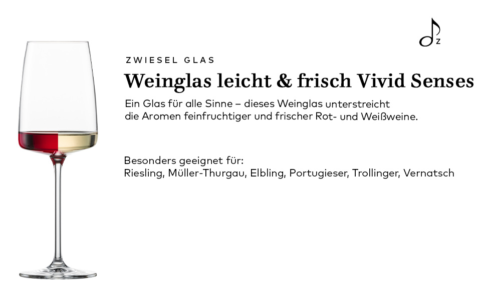 Набір келихів для вина Zwiesel Glas Vivid Senses, 2 шт, легкі універсальні винні келихи з тритан-кришталю, для білих та червоних вин, тонкостінні, придатні для миття в посудомийній машині, зроблено в Німеччині