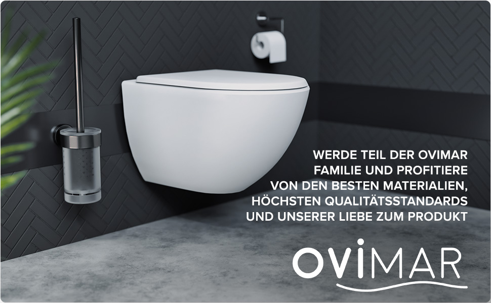 Набір для чищення унітазу Ovimar Finnkona з кріпленням на стіну без свердління | Силіконова щітка для унітазу | З вентиляцією | З порошковим покриттям з нержавіючої сталі | Замінний насадок для унітазу