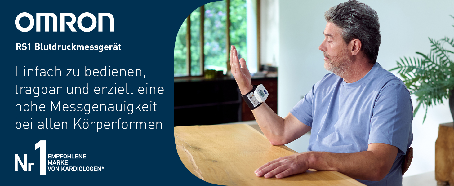 Тонометр OMRON RS1 на зап'ястя, автоматичний, клінічно перевірений, манжета 13,5-21,5 см, контроль посадки манжети