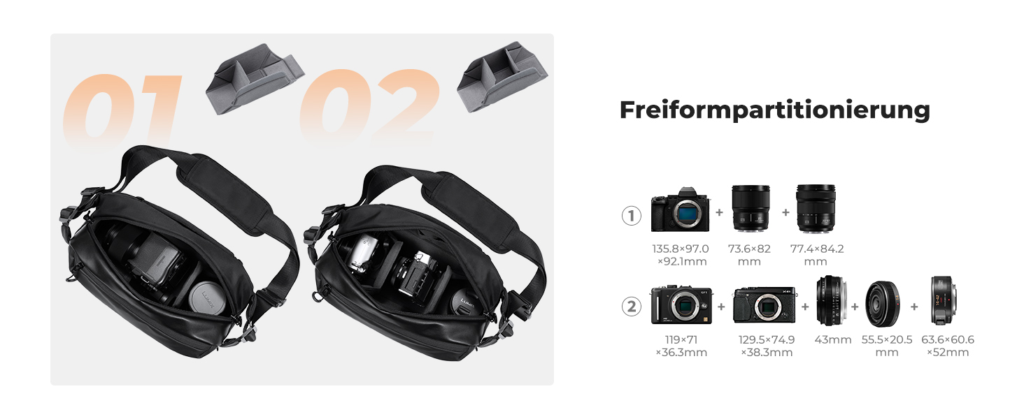 Сумка для камери K&F Concept: фоторюкзак, сумка на плече, квадратна сумка для фотографів, сумісна з Canon/Nikon/Sony/DJI Mavic