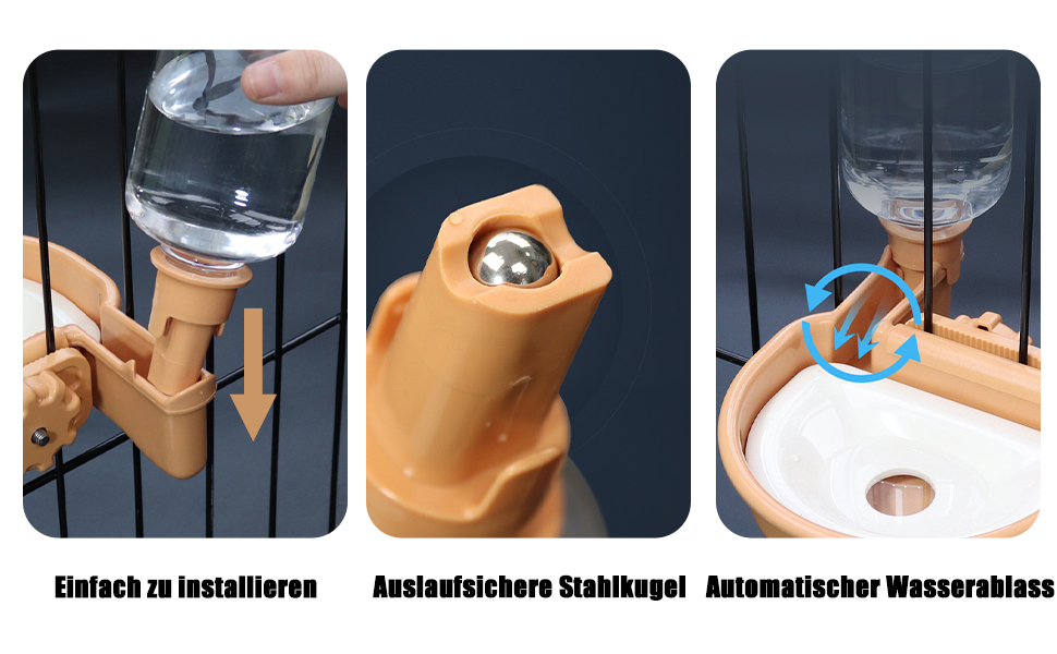 Автоматична поїлка для собак у клітку, 480мл, антиперелив, фонтанчик для собак, котів та кроликів (сірий)