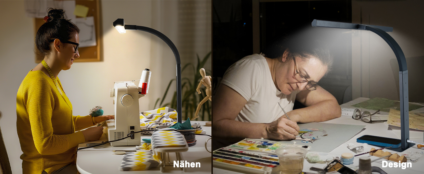 LED лампа настільна диммируемая 12W для офісу, дому та навчання, захист очей, світло дня, гнушийна шийка, 5 кольорів, плавне регулювання яскравості