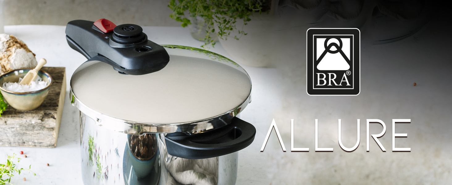 Каструля-скороварка BRA Allure 6 л з нержавіючої сталі 18/10, 2 програми приготування та блокування відкривання, для всіх типів кухонь