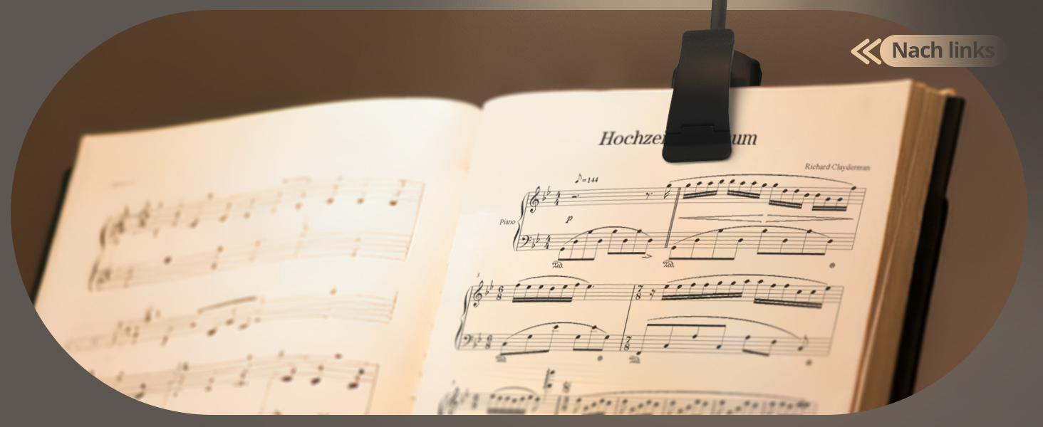 LED лампа для читання з кріпленням, 24 світлодіоди, регульована яскравість, 3 режими температури кольору, USB-C, гнучкий поворот на 360°, захист очей, для дорослих та дітей