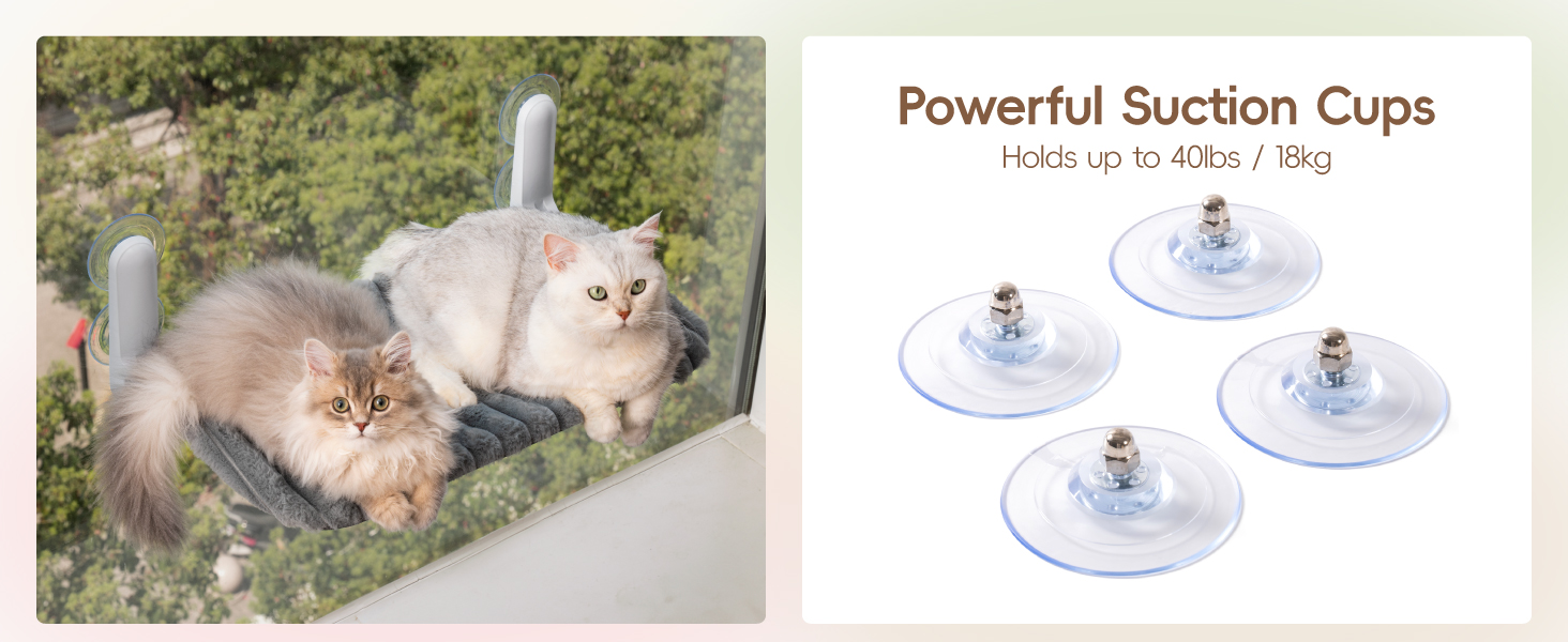 Кішка лежанка на вікно MEWOOFUN - розкладна, знімний чохол, сталевий каркас, до 18 кг