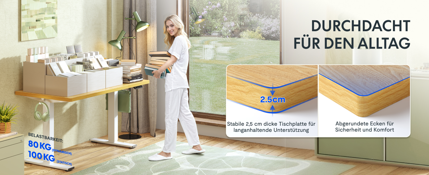 Регульований стіл FlexiSpot Basic – з органайзером кабелів, гачками та суцільною стільницею. Ергономічний стіл для дому та офісу (120x60 см, горіх) з ніжками горіх+білий (140 x 80 см, горіх+чорний)