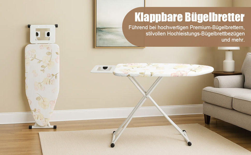 Прасувальна дошка AllRight 108.5/75 x 31 см, 7-позиційний регульований з металевою сіткою, з антиковзними ніжками, для парогенераторів, зелена (квітковий принт)