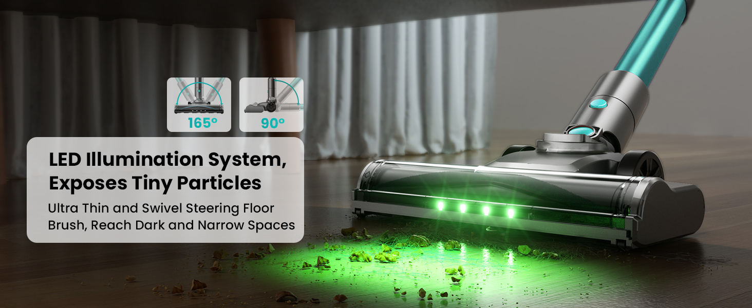 Бездротовий пилосос Dzaki 45000Pa з дисплеєм, антизаплутувальною насадкою та тривалою роботою для твердих поверхонь, килимів та шерсті тварин (блакитний)