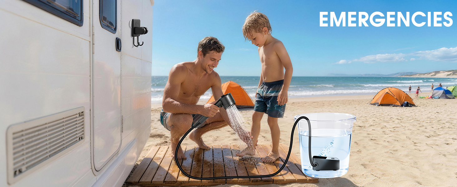 Campingdusche KingSom з насосом та підігрівом, 8000mAh, портативна душова установка для кемпінгу, саду, подорожей, автомийки з LED дисплеєм