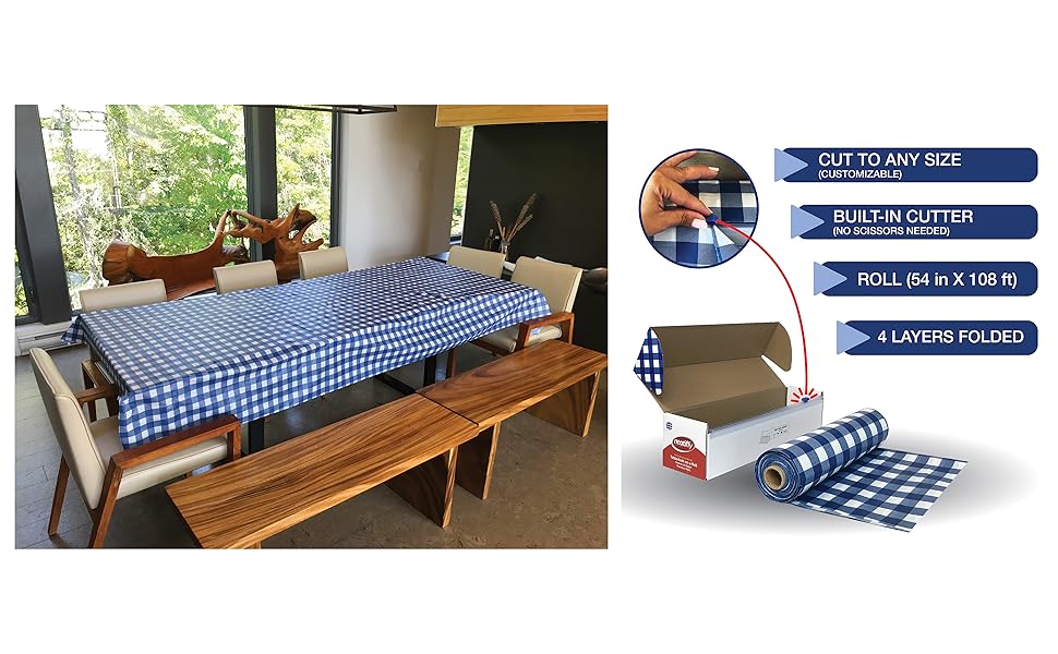 Одноразова пластикова скатертина Neatiffy 137×30 м, червона, для вечірок, банкетів, прямокутних, круглих та квадратних столів (еквівалент 12 наборів для пікніка)