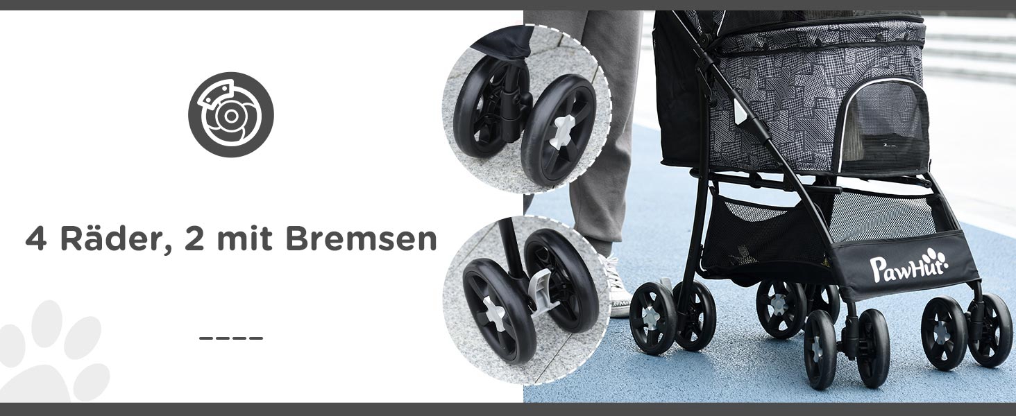 Візок для собак PawHut, складний, з подушкою, для котів та собак, чорний, 600D Oxford