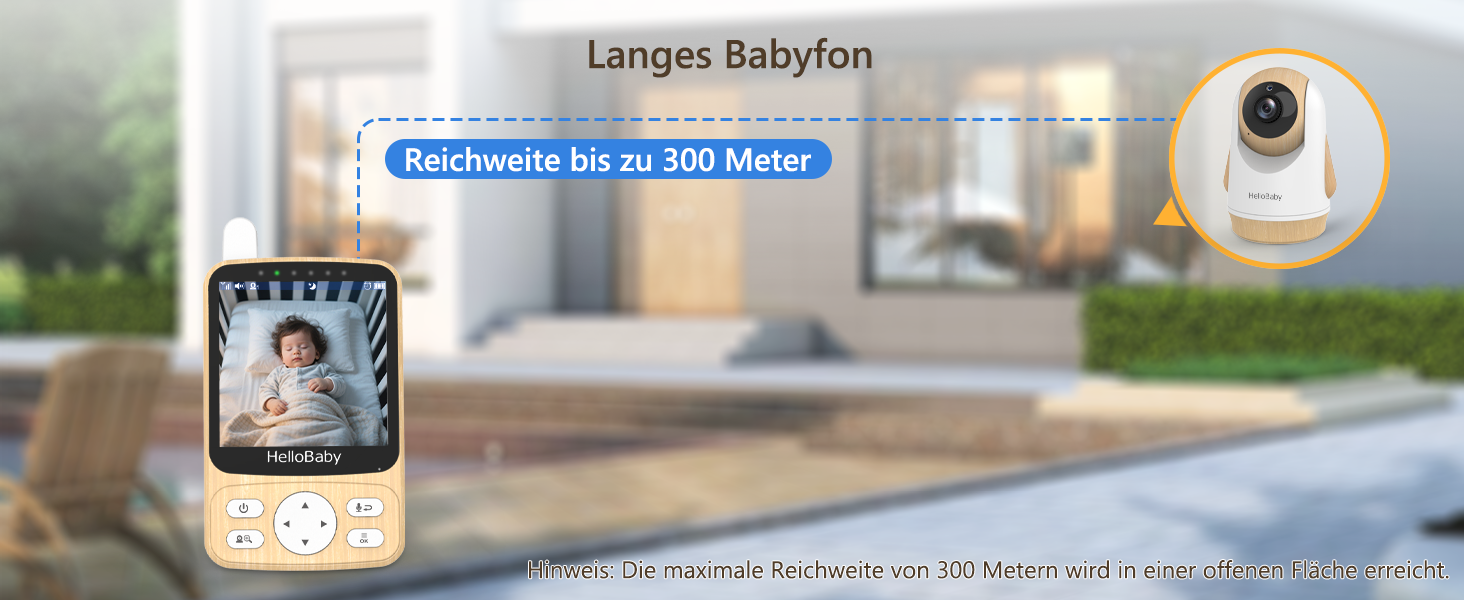 Дитячий відеоняня HelloBaby з камерою 3.2' Digital Funk TFT LCD, бездротовий монітор з нічним баченням, контролем температури та двостороннім зв'язком, білий (HB6340)