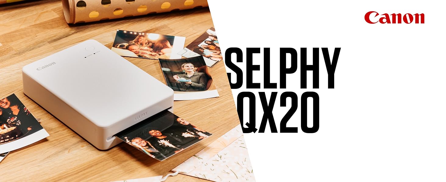 Canon Selphy QX20: Портативний принтер для фотографій з Wi-Fi, термосублімаційний друк, USB-C зарядка, сірий (без чорнил/паперу)
