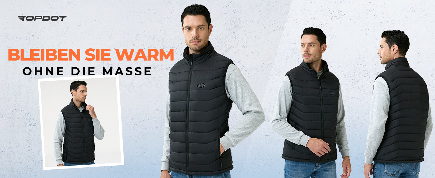 Електрична гріюча жилетка Topdot для чоловіків з Powerbank 7.4V 16000mAh, 8 нагрівальних зон, 3 температурні режими, для активного відпочинку, катання на лижах та риболовлі