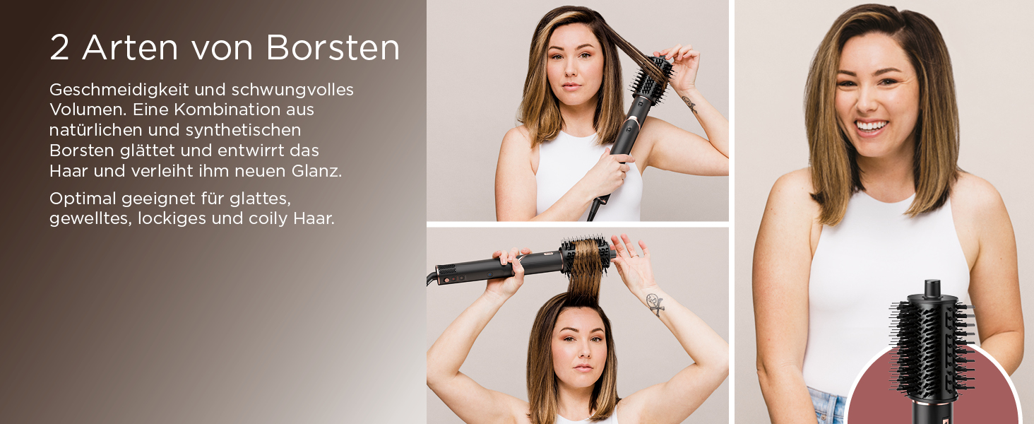 Фен Shark FlexStyle Multi: 3-в-1 для догляду за волоссям, Auto-Wrap, без пошкодження, для всіх типів волосся (чорний/рожеве золото)