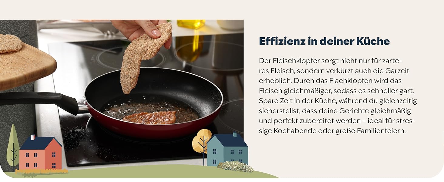 Преміум Fleischklopfer (м'ясорубка) з цинкової сплави з матовим хромом - для відбивання шніцелів та м'яса, придатний для миття в посудомийній машині. Ідеальний подарунок для кулінарії.