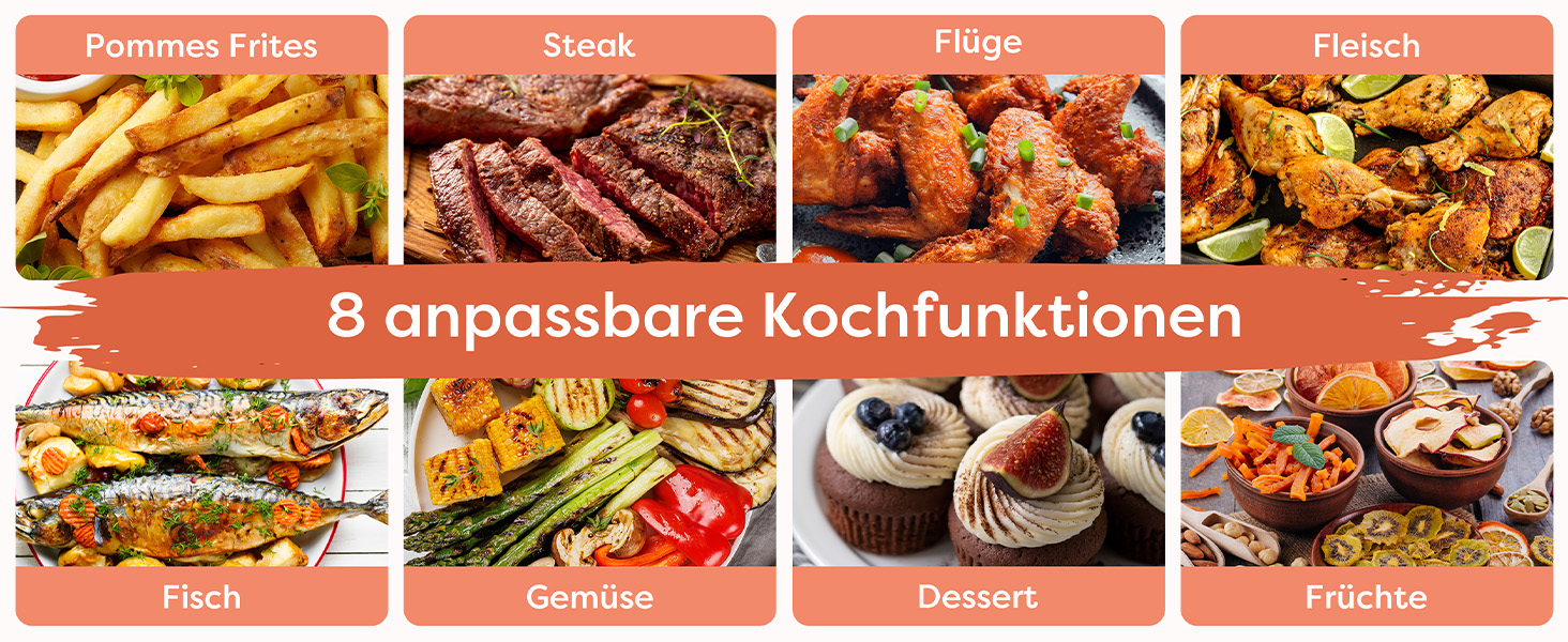 Фритюрниця повітряна CIARRA з цифровим дисплеєм, 5 л, без олії, антипригарне покриття, 8 режимів приготування