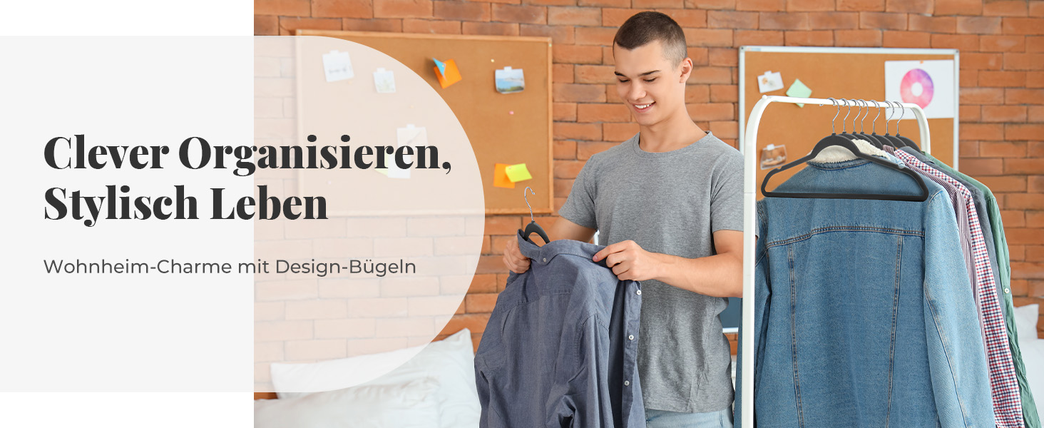 Плечики для одягу з оксамиту, 20 шт. - Плечики для економії місця, нековзні, міцні, 360° обертання - для сорочок, костюмів, светрів, штанів, 20 шт. (Чорний, 50 шт.)