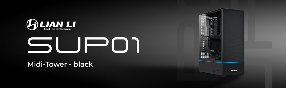 Корпус для ПК Lian Li SUP-01X, трикамерна система охолодження, підтримка GPU до 400мм та радіаторів 360мм, 3 вентилятори 120мм, загартоване скло, чорний