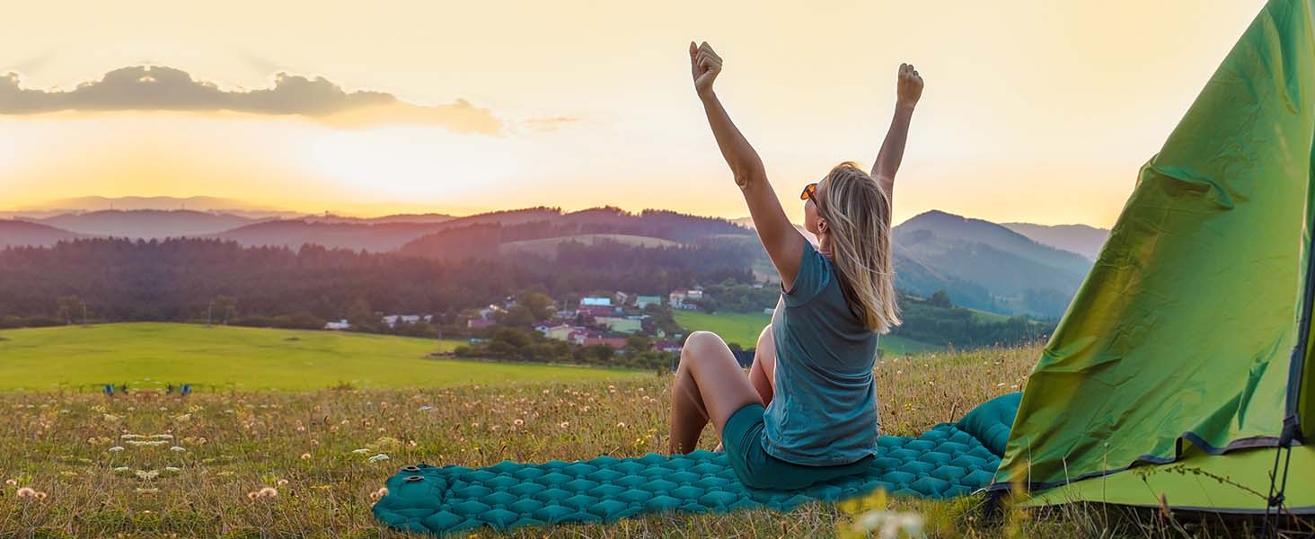 AKSOUL Килимок самонадувний туристичний для кемпінгу: Ultraleicht, компактний, легкий, портативний, для туризму, трекінгу, подорожей, відпочинку на природі