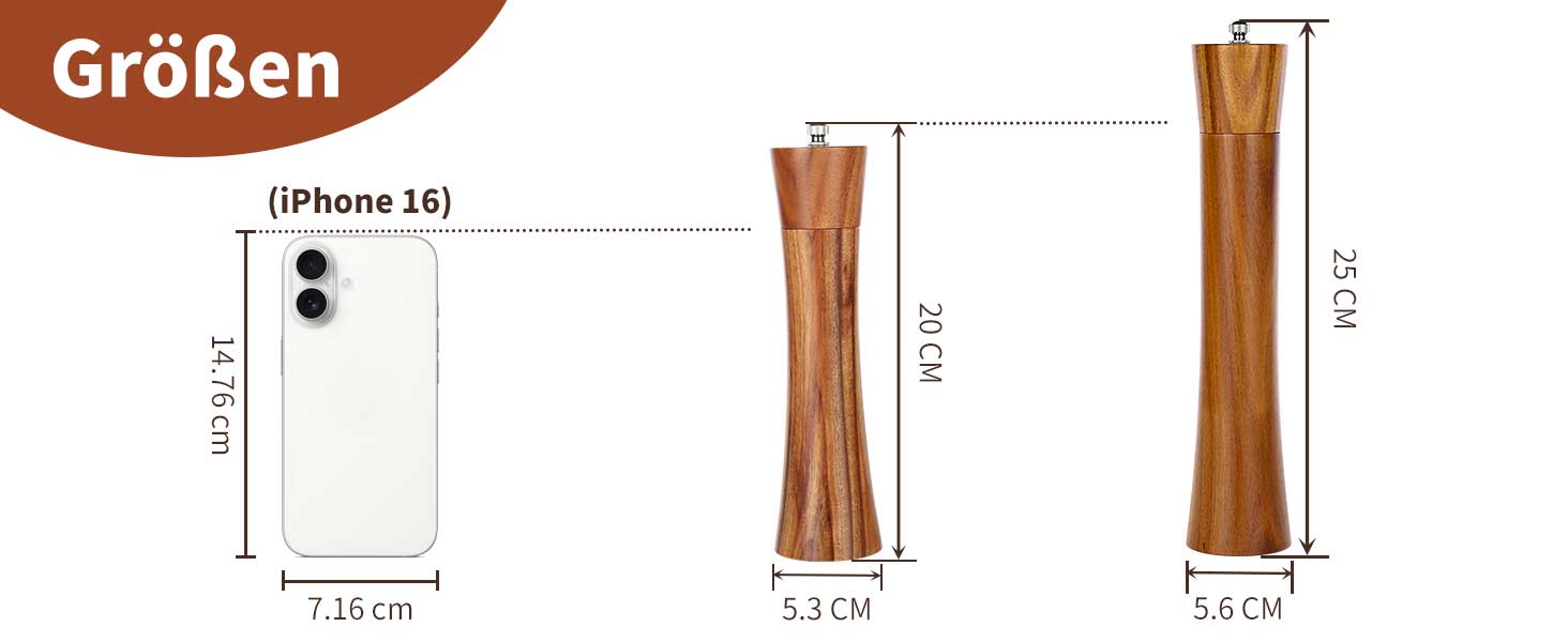 Мельниця для солі та перцю KKC Holz 25 см