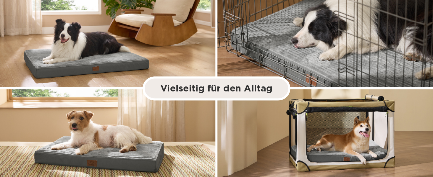 Крісло-ліжко для собак середніх порід BEDSURE - 89x56x7 см. Комфортне килим для собак з антиковзною основою та знімним, пральним чохлом. Матрац для собак з піною 