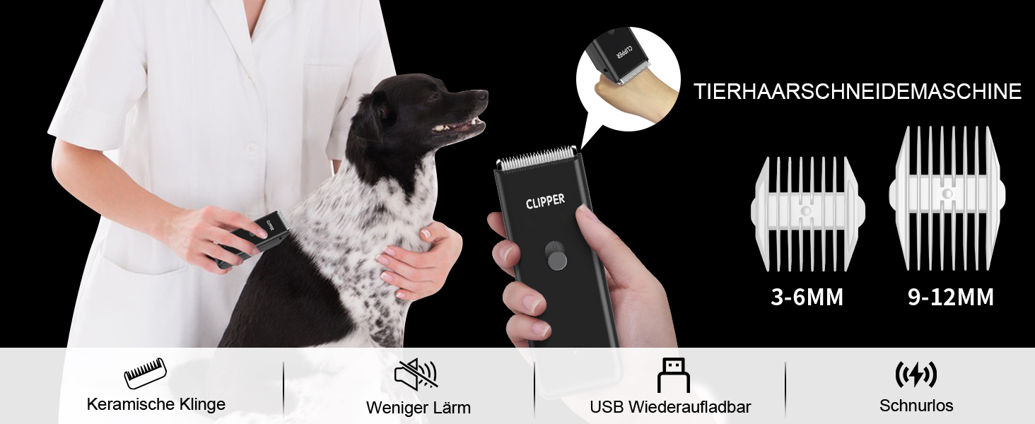 Машинка для стрижки собак ENSSU, бездротова, акумуляторна. Набір для догляду за шерстю собак та котів, для собак, котів, цуценят, кошенят. Зелений (Стандартний набір, Чорний)