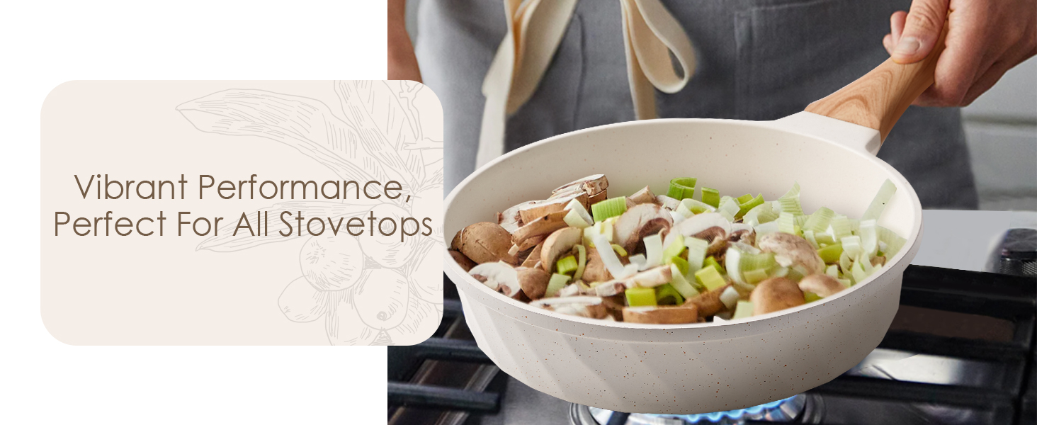 Набір сковорідок з антипригарним покриттям RIOVARM з кришками для індукційних плит. Набір посуду з гранітним покриттям, без PFOA, сковорода для омлетів 20/24/28 см