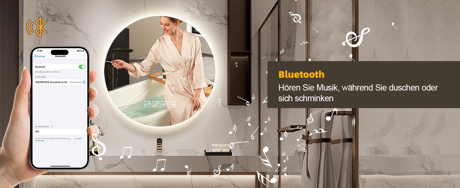 Дзеркало для ванної кімнати Viugreum з підсвічуванням 50x75 см, овальне LED дзеркало, регульована яскравість, 3 кольори світла, проти запотівання, годинник, сенсорне управління, LED дзеркало для ванної кімнати, вітальні