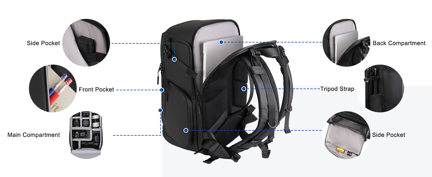 MOSISO Рюкзак для фотокамери, водонепроникний, для Canon/Nikon/Sony, з відділенням для ноутбука 16