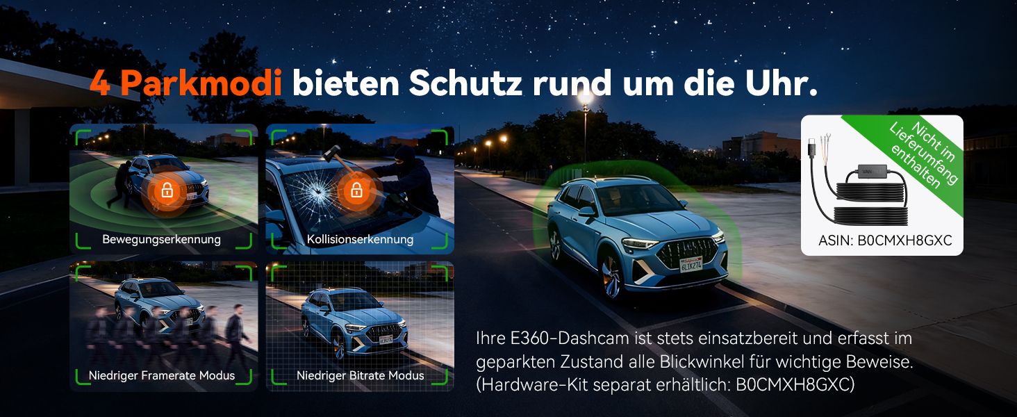 Панорамний відеореєстратор VANTRUE E360 Plus 5.2K Dual STARVIS 2 HDR 360°, з сенсорним екраном 1.54