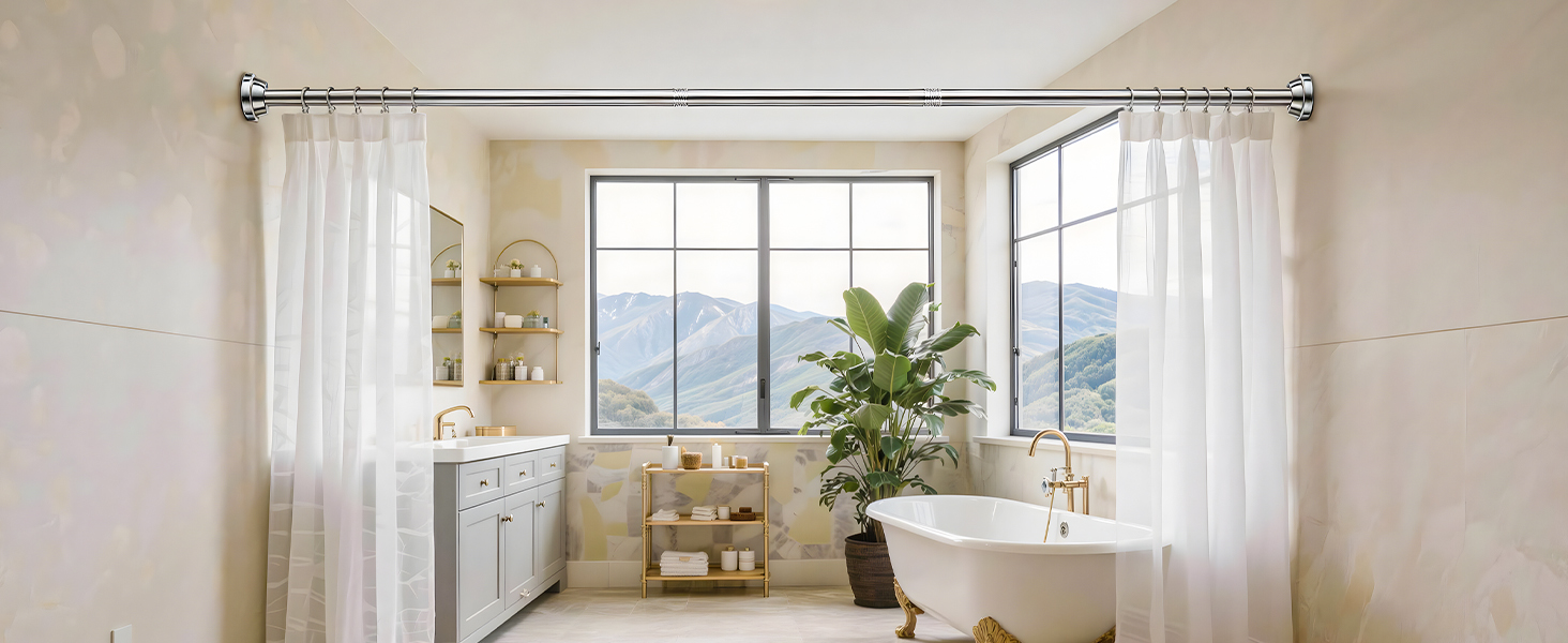 Штанга для душу без свердління, штанга для душу з нержавіючої сталі, стійка до іржі та ковзання, телескопічна висувна штанга 80-250см, для ванної кімнати, вікна, кухні, шафи