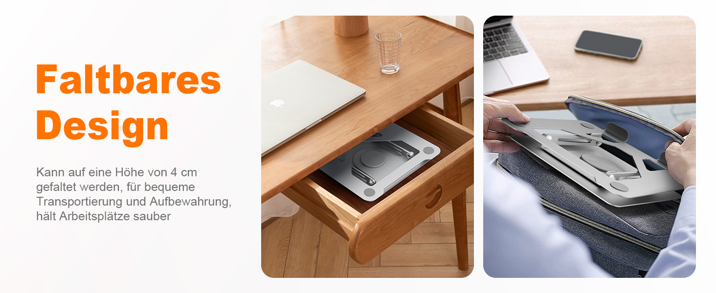 Підставка для ноутбука GRIFEMA GB1050: регульована висота, поворотна основа 360°, ергономічна та вентильована – сумісна з MacBook, Dell та ноутбуками 11-17 дюймів (срібна)