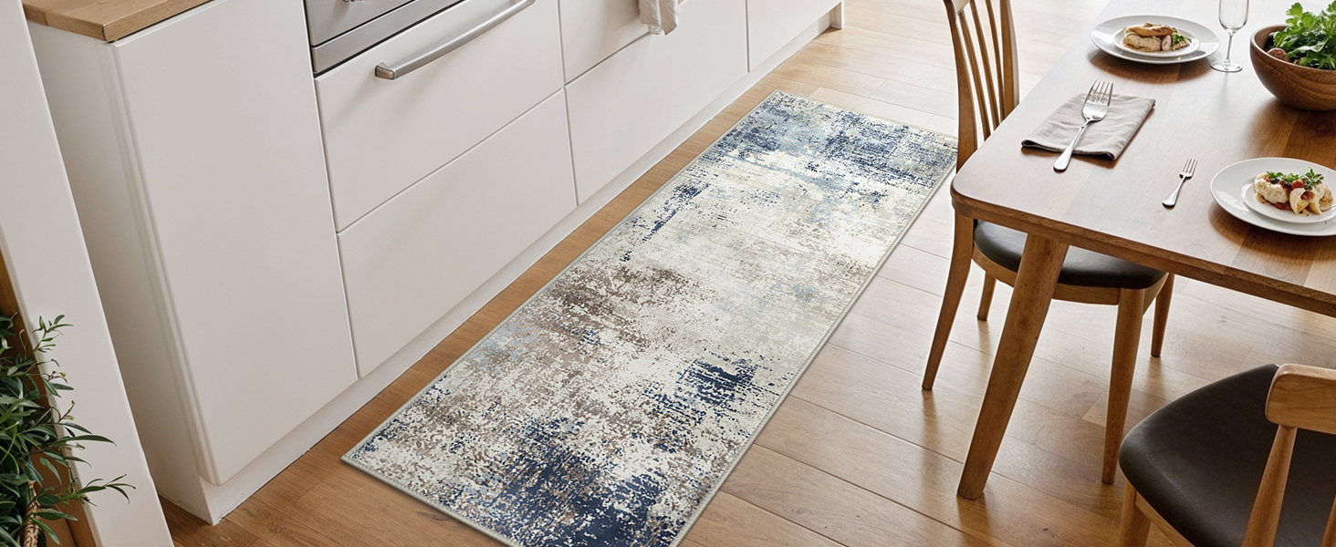 BEIMO Килимок для вітальні, абстрактний дизайн, короткий ворс, 120x170 см, антиковзаючі, для ванної, кухні, коридору, сіро-коричневий